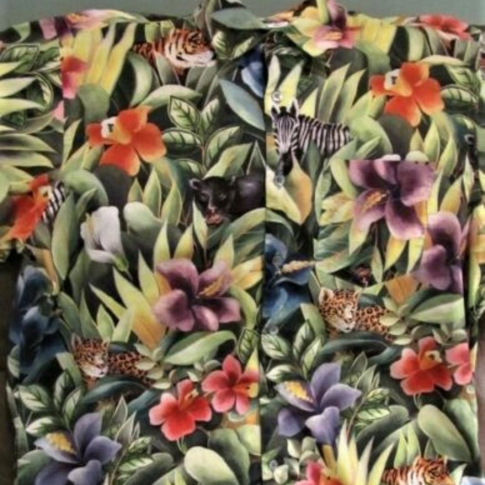 Barry Bricken Tropical Button Down Short Slv Shirt